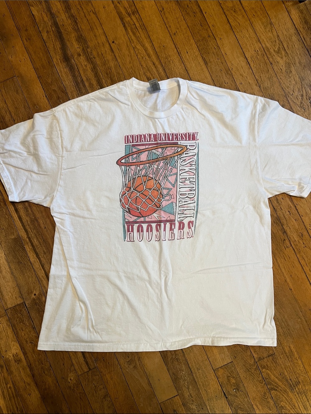 Indiana University Basketball Hoosiers Gildan White Graphic T-Shirt